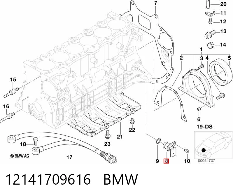 12141709616 BMW Sensor de posición del cigüeñal