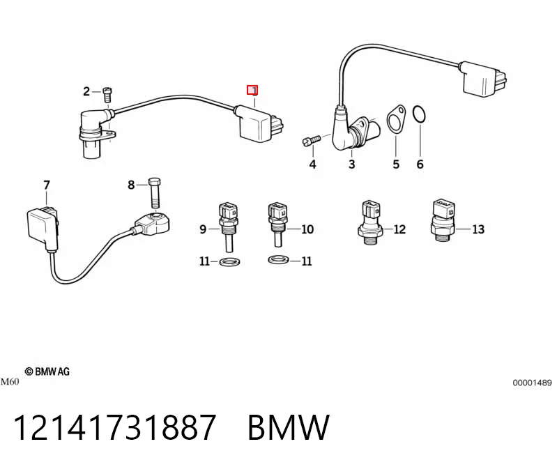 12141731887 BMW Sensor de posición del cigüeñal