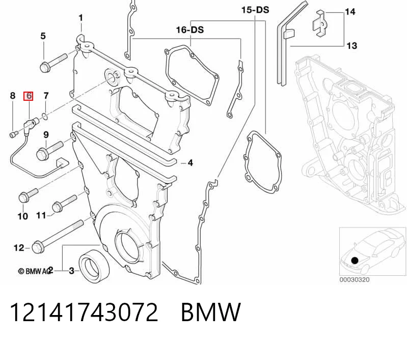 12141743072 BMW Sensor posición arbol de levas