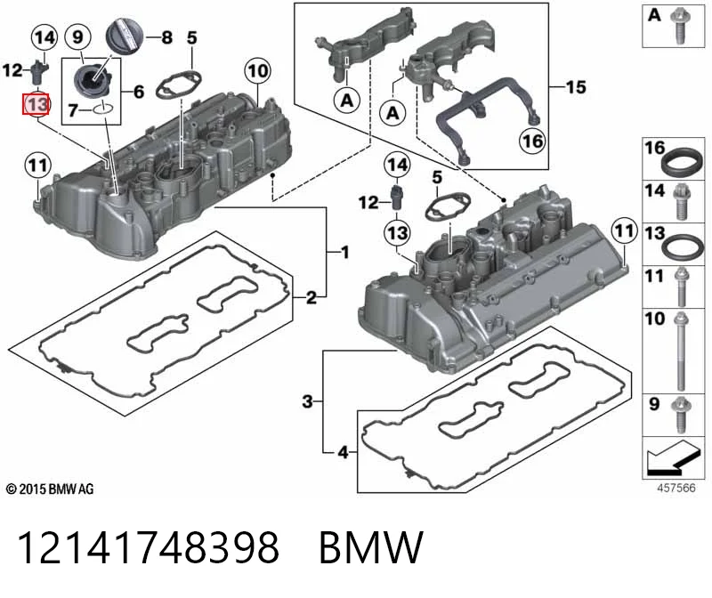 12141748398 BMW Junta, sensor de posición de cigüeñal