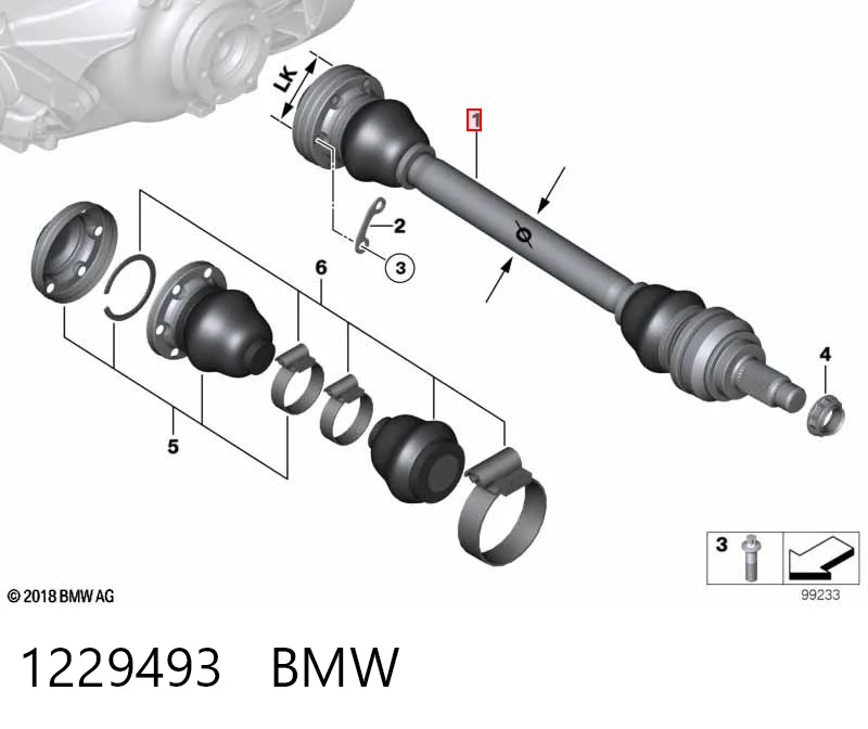 1229493 BMW Semieje trasero izquierdo