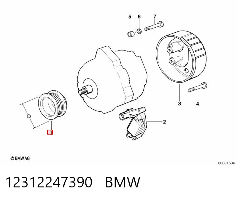 Polea del alternador 12312247390 BMW