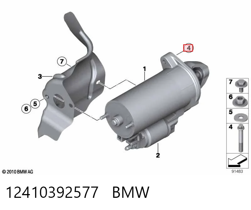 12410392577 BMW Perno de fijación del motor de arranque