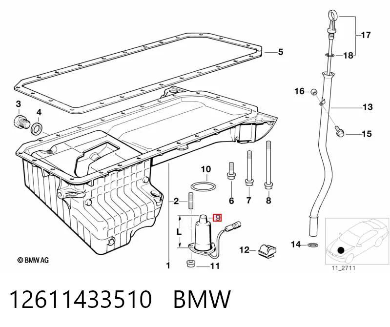Sensor de nivel de aceite del motor 12611433510 BMW