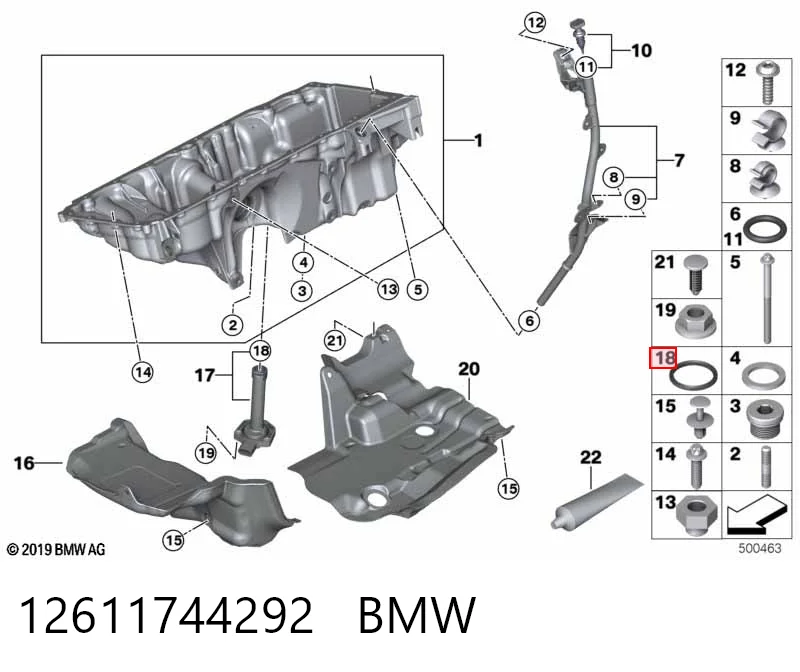12611744292 BMW Anillo de estanqueidad del sensor de nivel de aceite