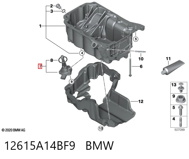 12615A14BF9 BMW Sensor de nivel de aceite