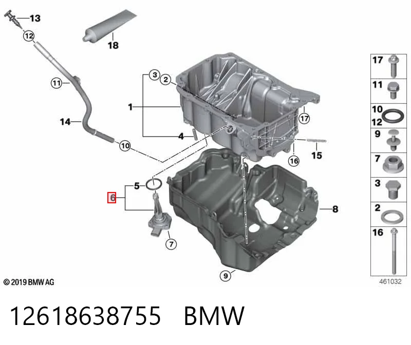 12618638755 BMW Sensor de nivel de aceite