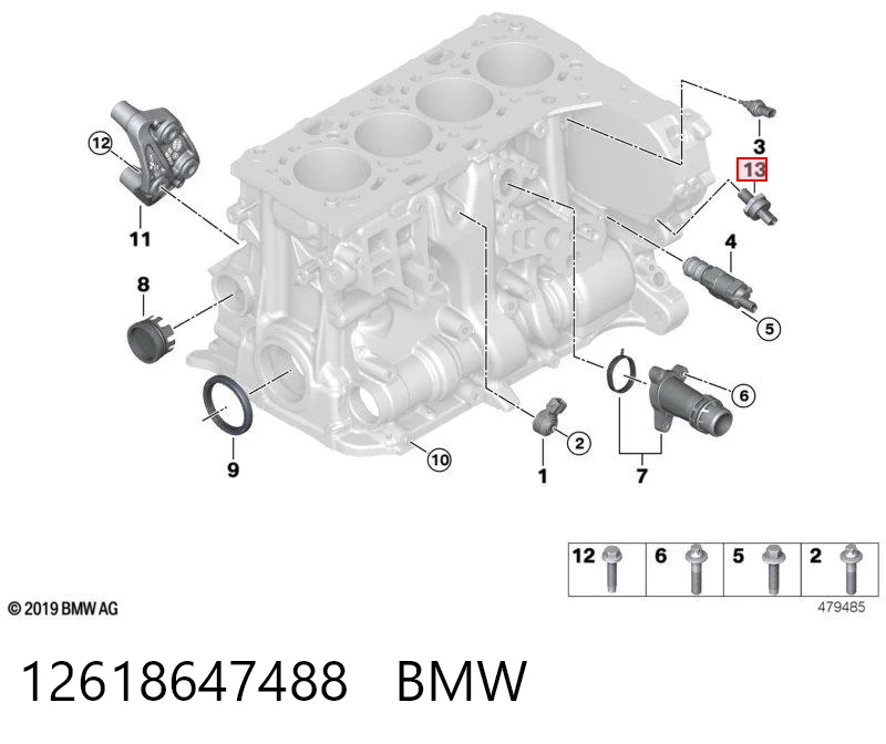 12618647488 BMW Indicador de presión del aceite