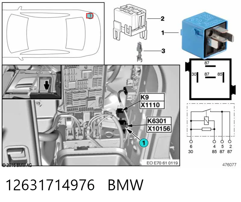 12631714976 BMW Intermitente de espejo