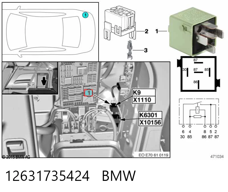 12631735424 BMW Intermitente de espejo