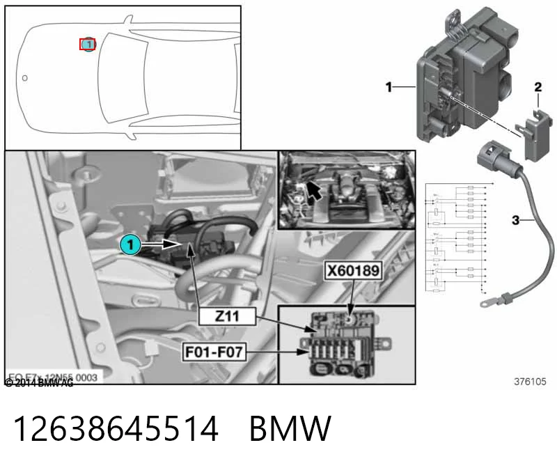 12638645514 BMW Bloque de relés