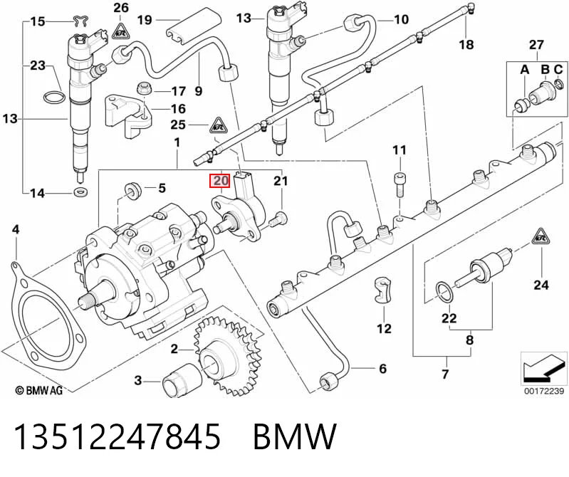 13512247845 BMW Válvula reguladora de presión del sistema common rail