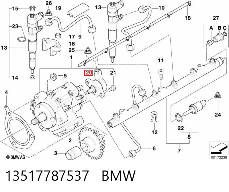 13517787537 BMW Válvula reguladora de presión del sistema common rail