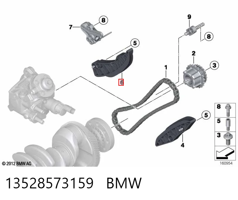 13528573159 BMW Guía derecha de cadena de distribución