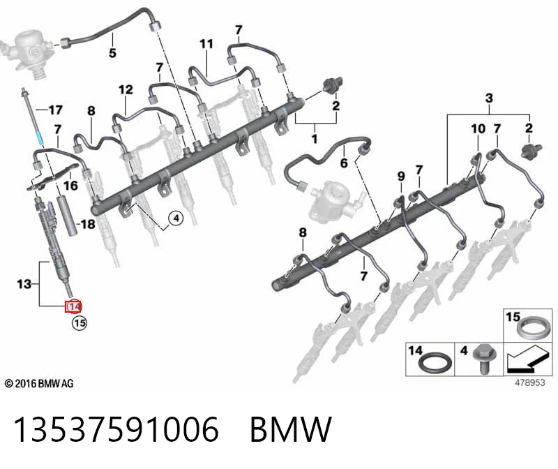 13537591006 BMW Arandela de asiento del inyector