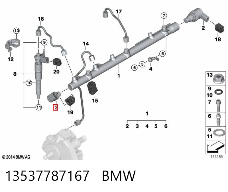 13537787167 BMW Sensor de presión de combustible
