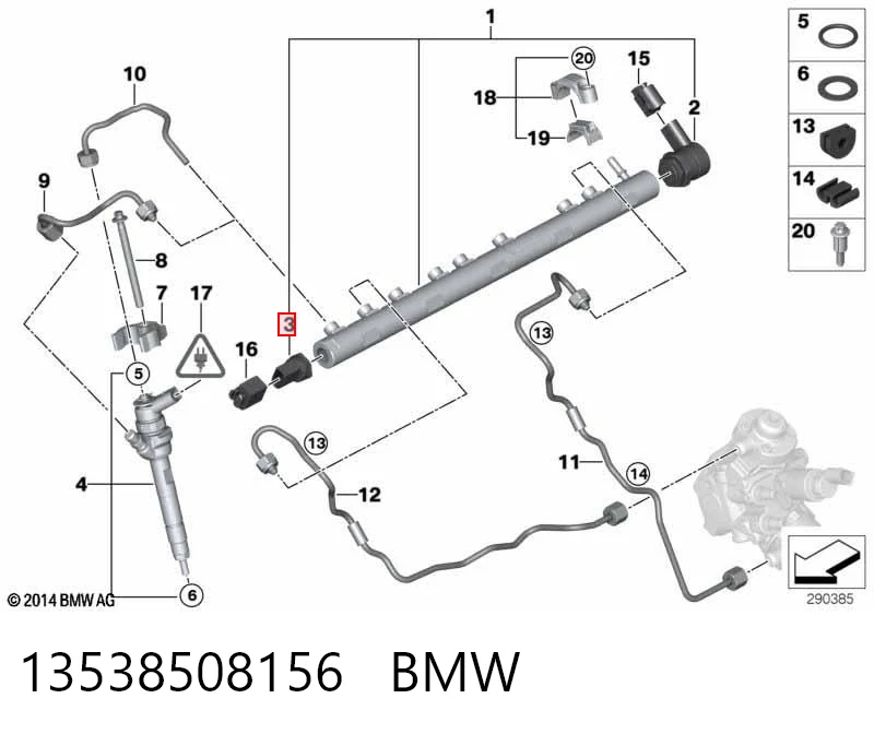 13538508156 BMW Sensor de presión de combustible