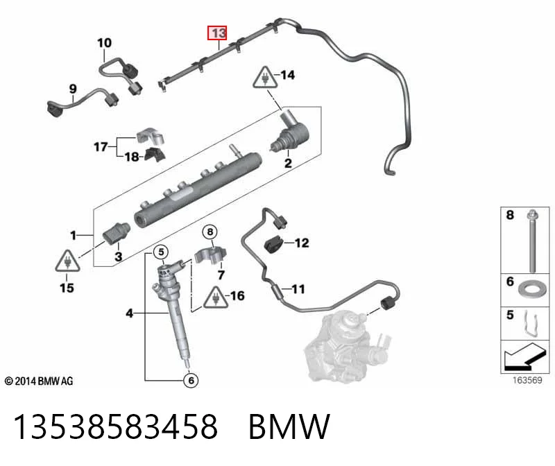 13538583458 BMW Tubo flexible, combustible de fuga 