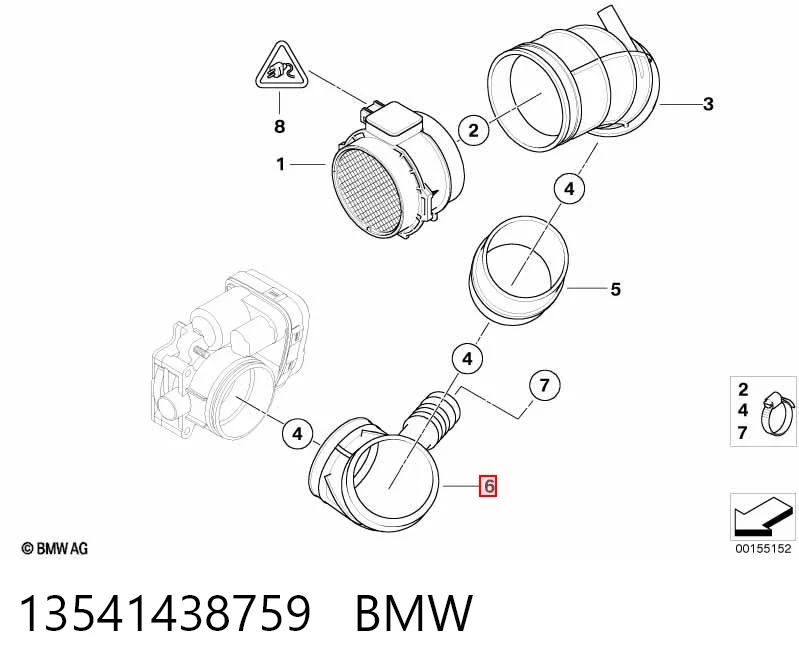 13541438759 BMW Tubo de admisión del cuerpo de mariposa