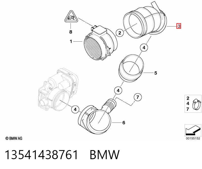 13541438761 BMW Manguito de aire del medidor de masa de aire