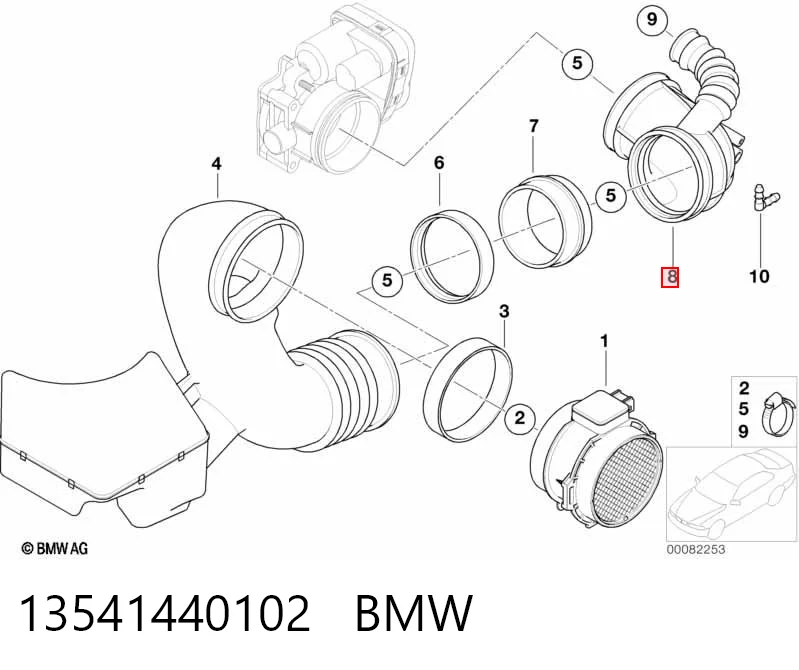 13541440102 BMW Tubo de admisión del cuerpo de mariposa