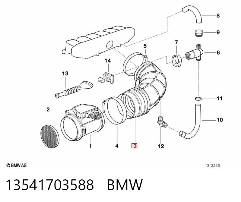 13541703588 BMW Manguito de aire del medidor de masa de aire