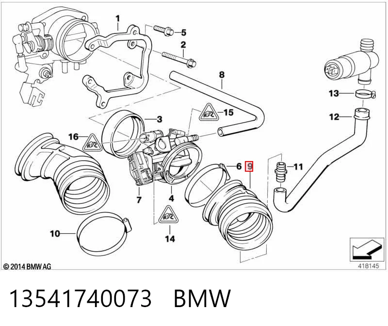 13541740073 BMW Manguito de aire del medidor de masa de aire