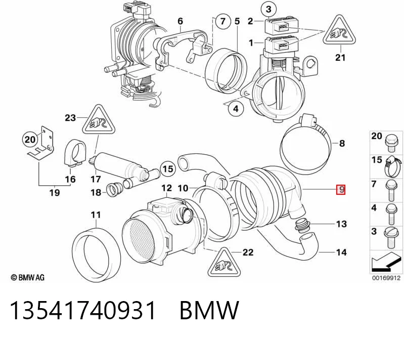 13541740931 BMW Manguito de aire del medidor de masa de aire