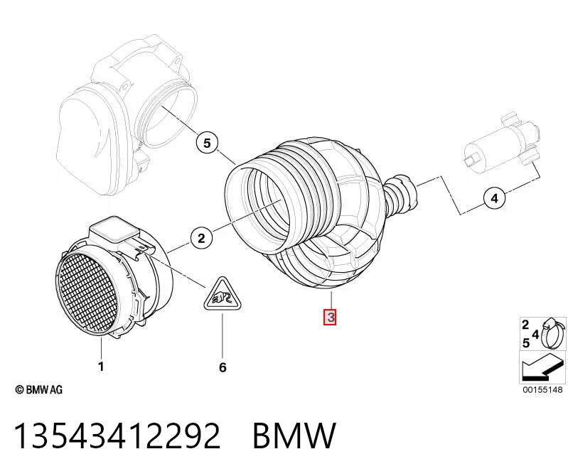 Manguito de aire del medidor de masa de aire para BMW X3 E83