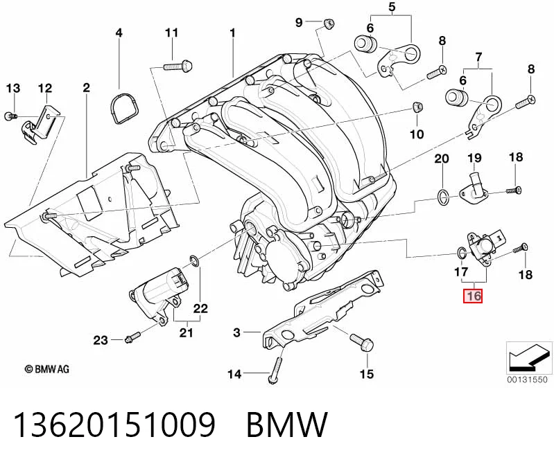 13620151009 BMW Sensor, presión colector de admisión 