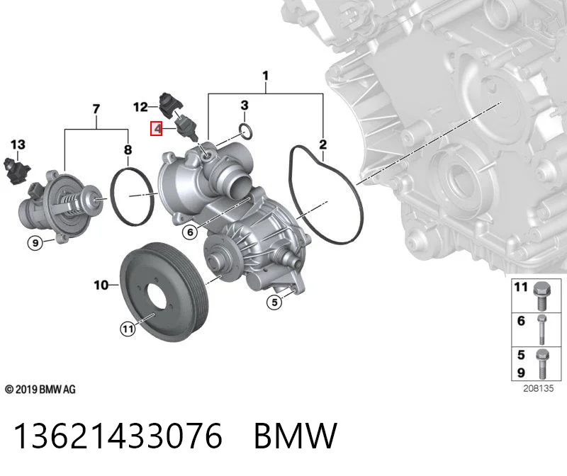 13621433076 BMW Sensor temperatura refrigerante