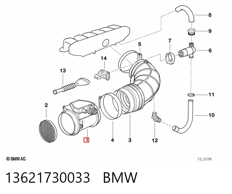 13621730033 BMW Sensor de flujo de aire