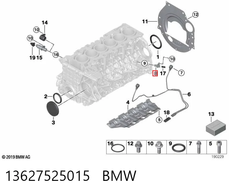 13627525015 BMW Sensor de posición del cigüeñal
