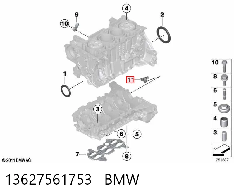 13627561753 BMW Sensor de posición del cigüeñal