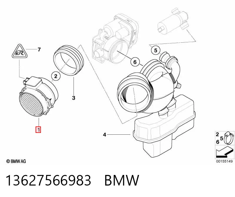 13627566983 BMW Sensor de flujo de aire