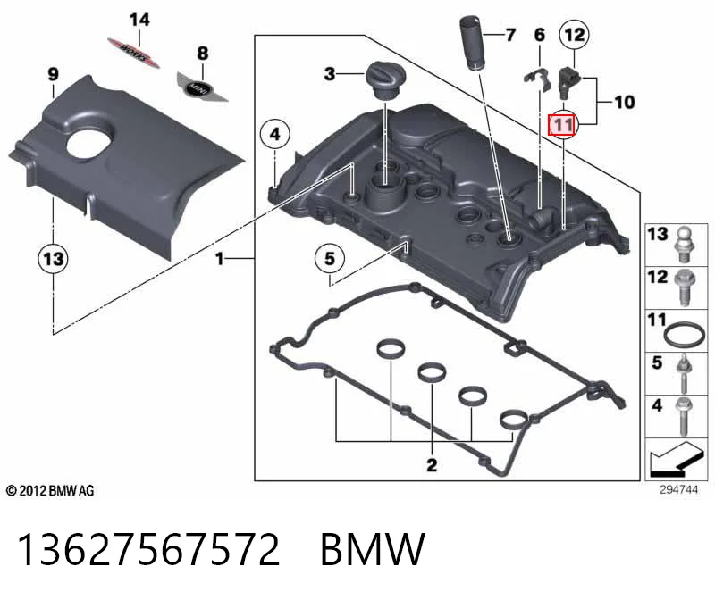 13627567572 BMW Junta, sensor de posición de cigüeñal