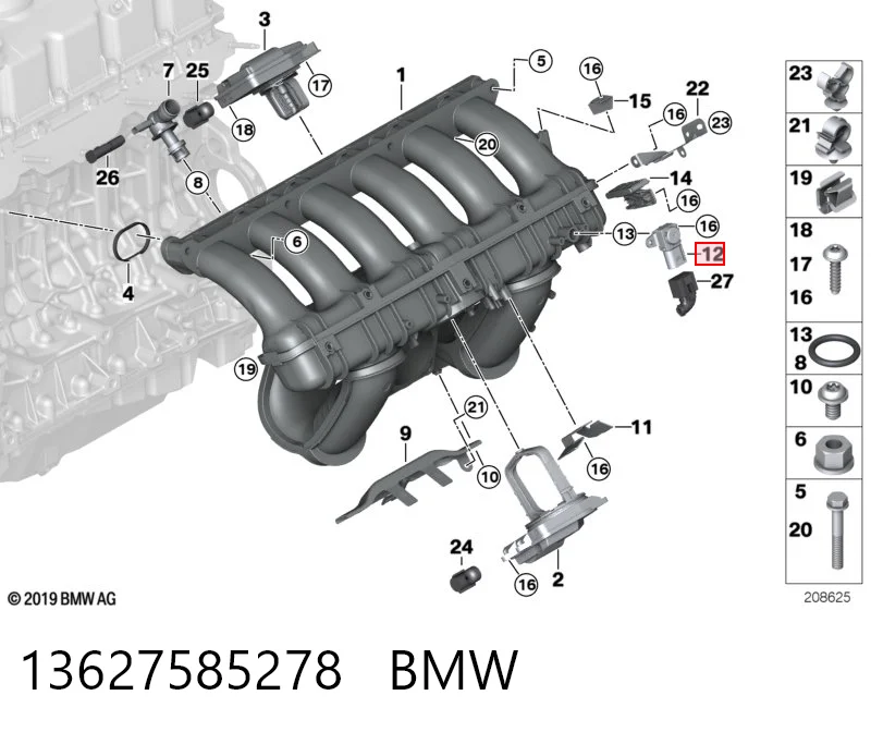 13627585278 BMW Sensor, presión colector de admisión 