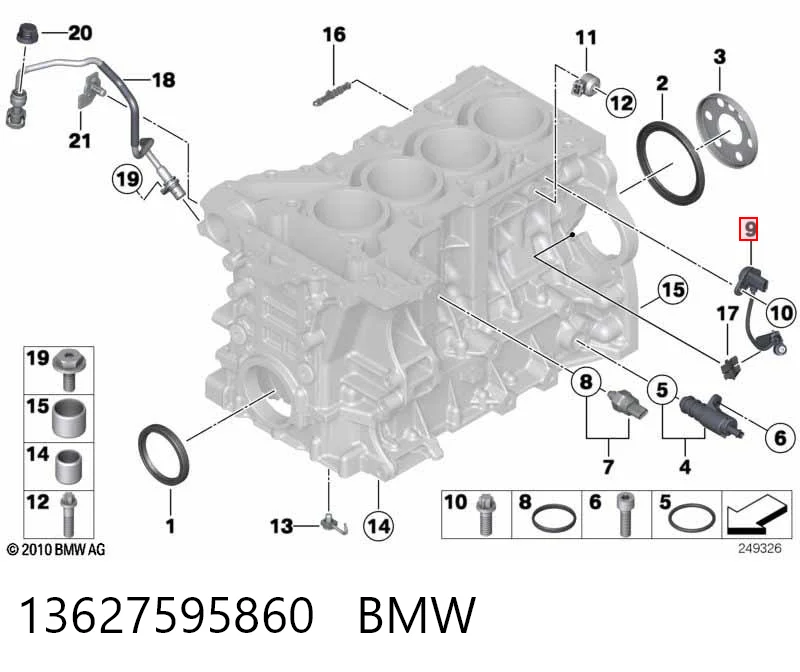 13627595860 BMW Sensor de posición del cigüeñal