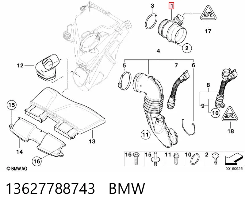 13627788743 BMW Sensor de flujo de aire