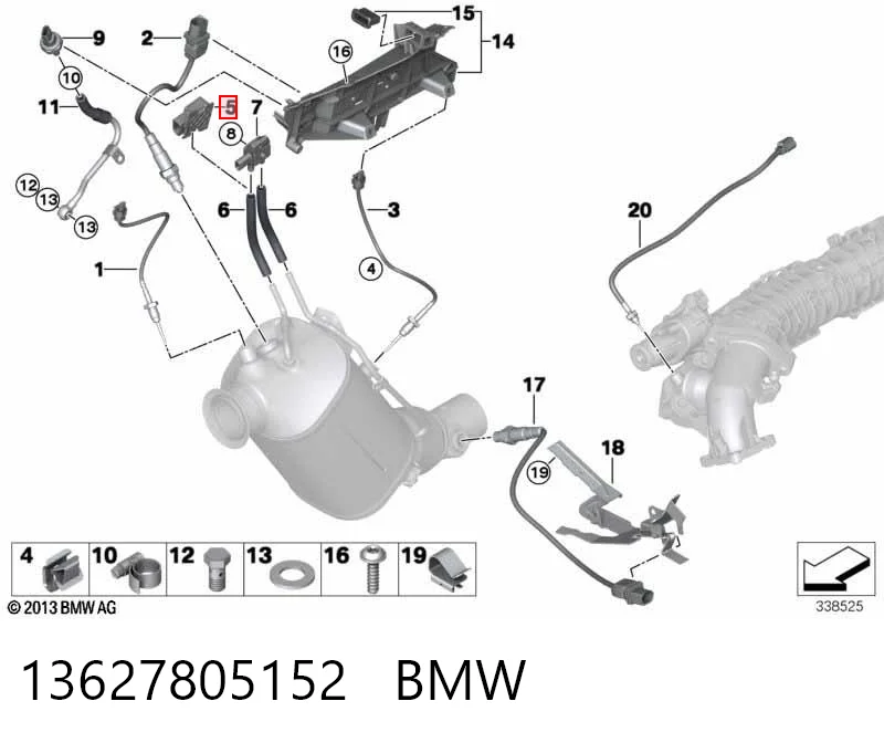 13627805152 BMW Sensor, presión gas de escape