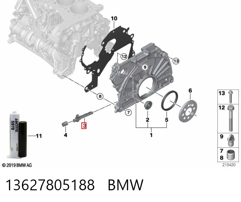 13627805188 BMW Sensor de posición del cigüeñal