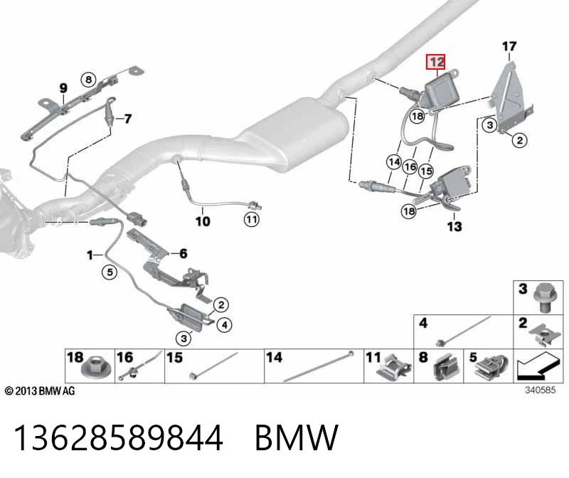 13628589844 BMW Sensor de óxidos de nitrógeno NOx trasero