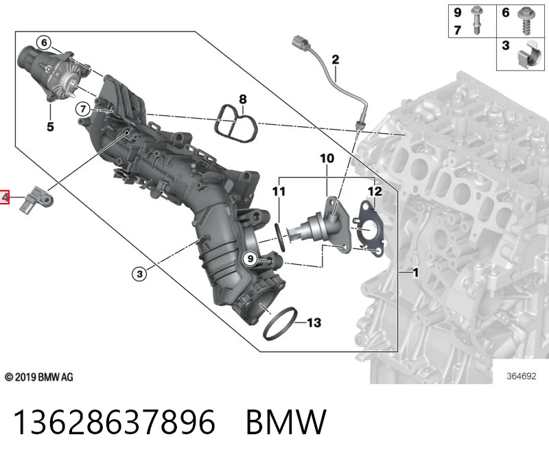 13628637896 BMW Sensor de presión de sobrealimentación
