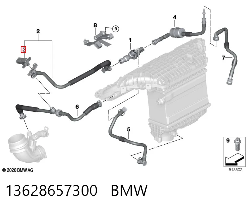 13628657300 BMW Sensor, presión colector de admisión 