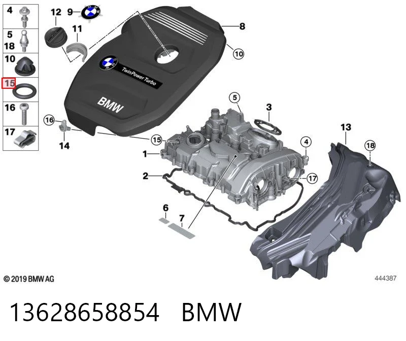 13628658854 BMW Junta de tapa del tubo de llenado de aceite