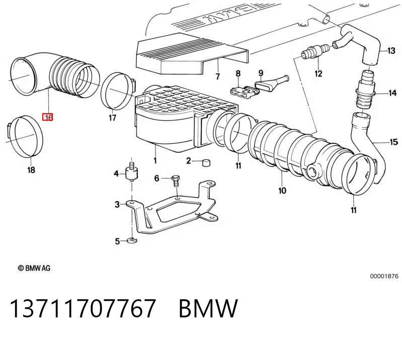 13711707767 BMW Manguito de aire del medidor de masa de aire