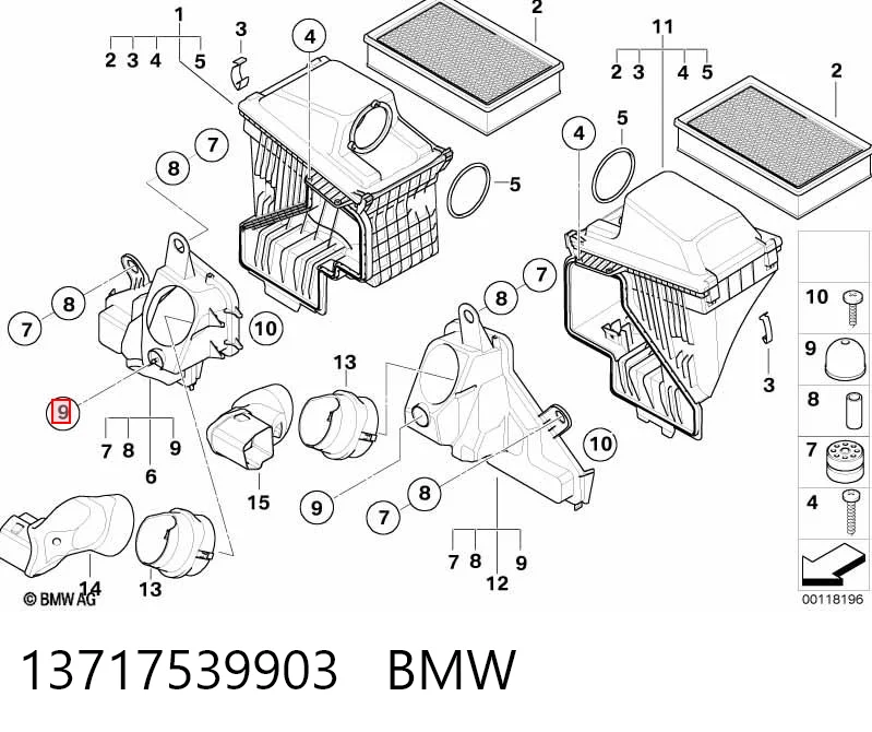 13717539903 BMW Soporte de la caja del filtro de aire