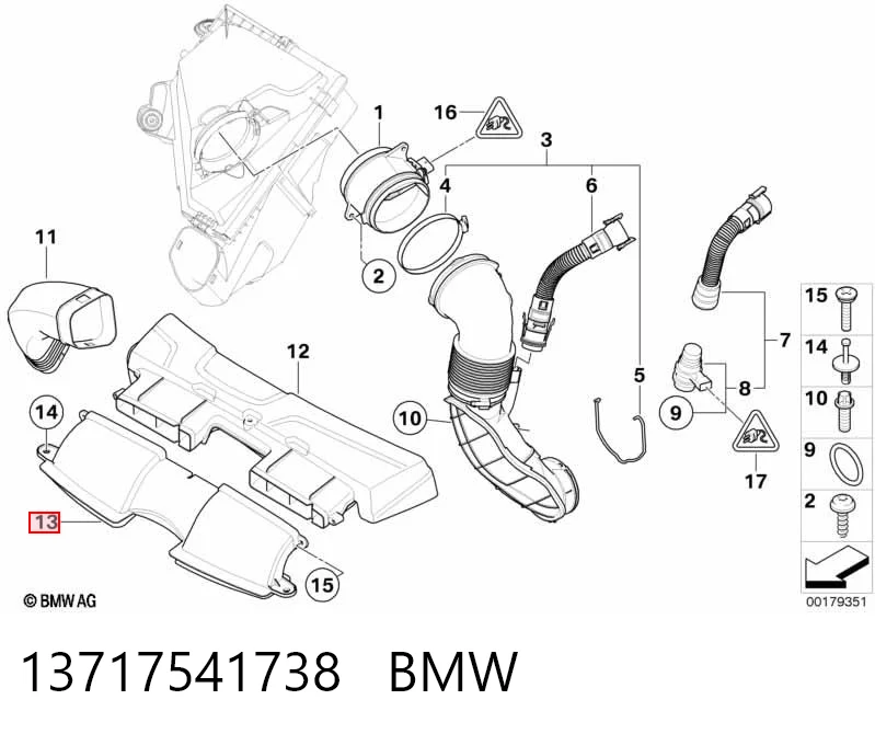 13717541738 BMW Entrada del filtro de aire