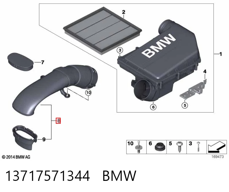 13717571344 BMW Tubo flexible de aspiración, filtro de aire