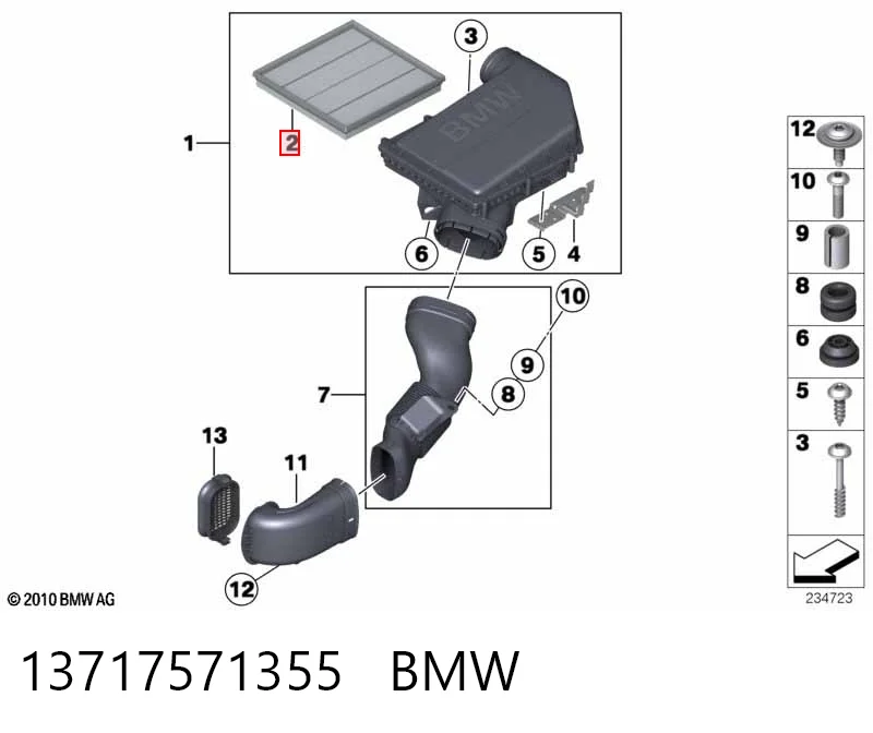 13717571355 BMW Filtro de aire de motor